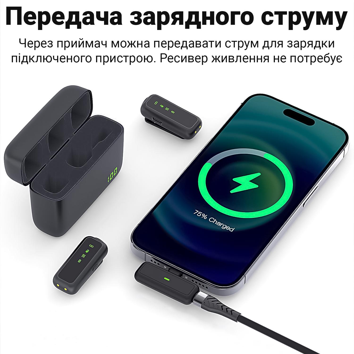Микрофон двойной петличный Savetek P34-2 Lightning для Apple iPhone/iPad беспроводной с зарядным кейсом до 20 м - фото 13