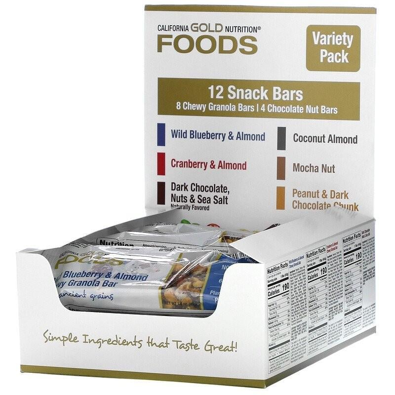 Батончики California Gold Nutrition Foods Variety Pack Snack Bars 12 шт. 40 г