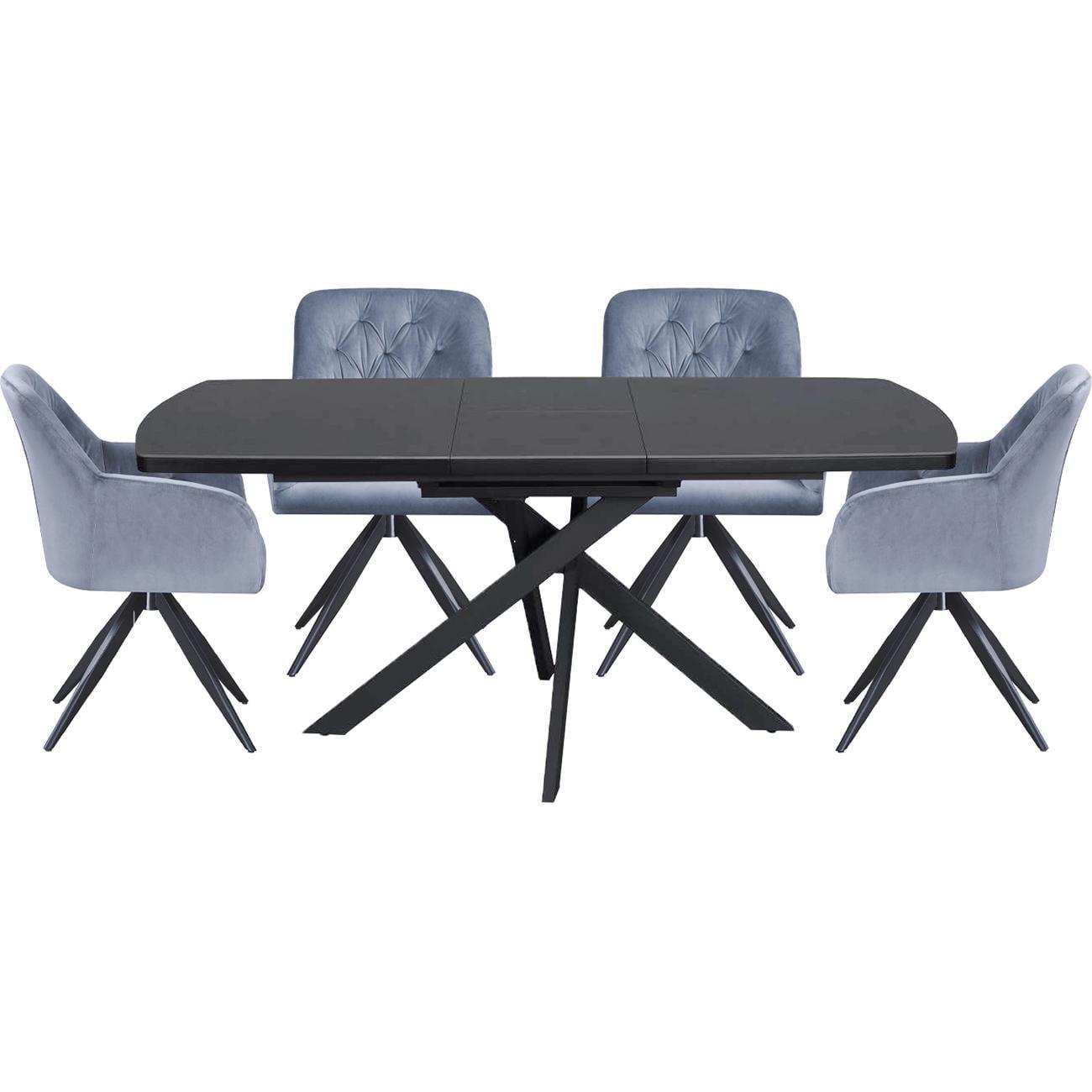 Стол и 4 стула KEVIN/SOFIA 140 см Dark grey (13591_13497)