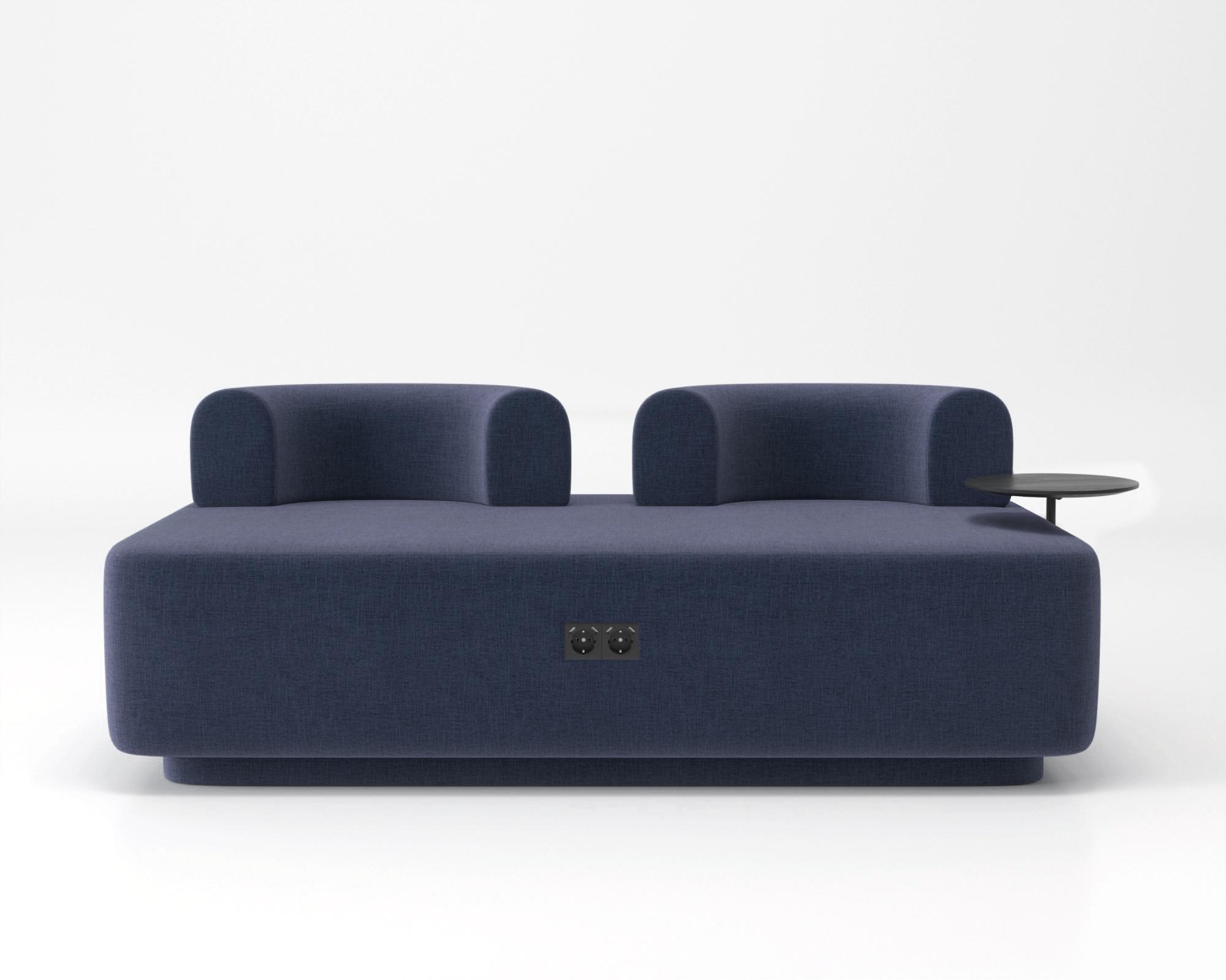 Диван модульный Plump со столиком и зарядкой USB 160x80x65 см Синий (0027)