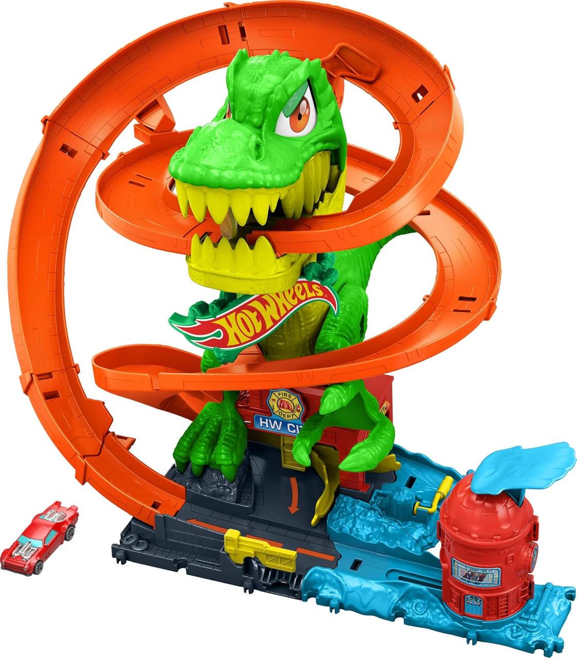Трек Hot Wheels City Опасные существа Атака огненного Ти-Рекса (JBM73)
