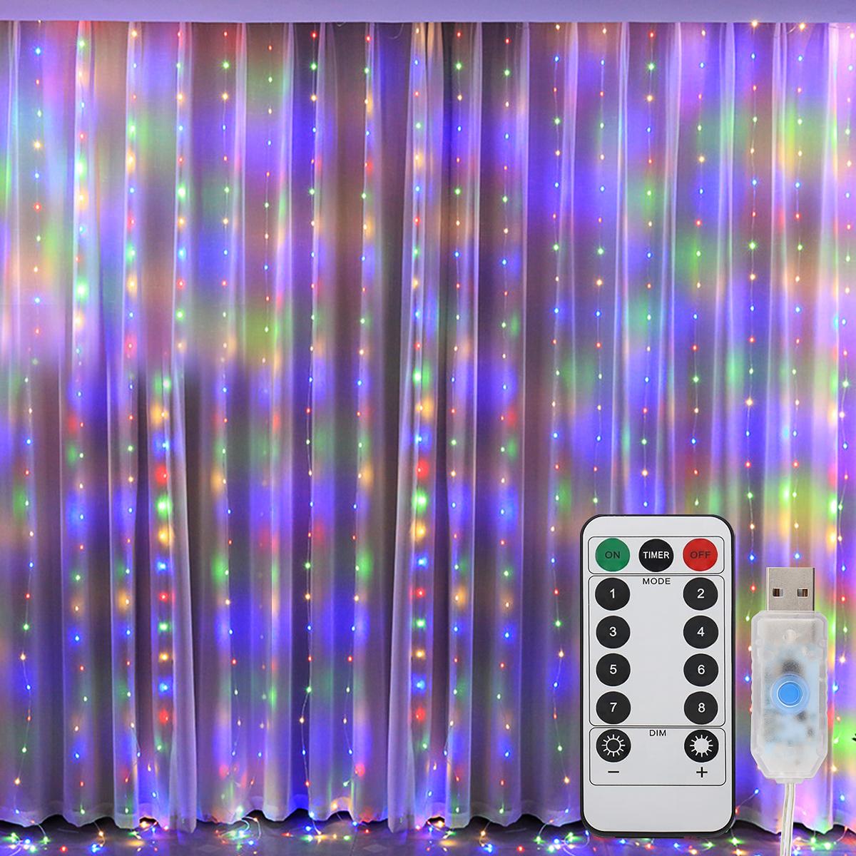 Гирлянда штора роса 300 LED 3х3 м Разноцветный (3022)