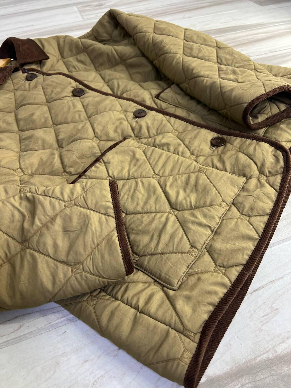 Куртка женская LADY YEP 9090 рубашка оверсайз стеганая демисезонная на пуговицах комбинированная с вельветом M Коричневый (3719) - фото 4 Куртка женская LADY YEP 9090 рубашка оверсайз стеганая демисезонная на пуговицах комбинированная с вельветом M Коричневый (3719) - фото 4