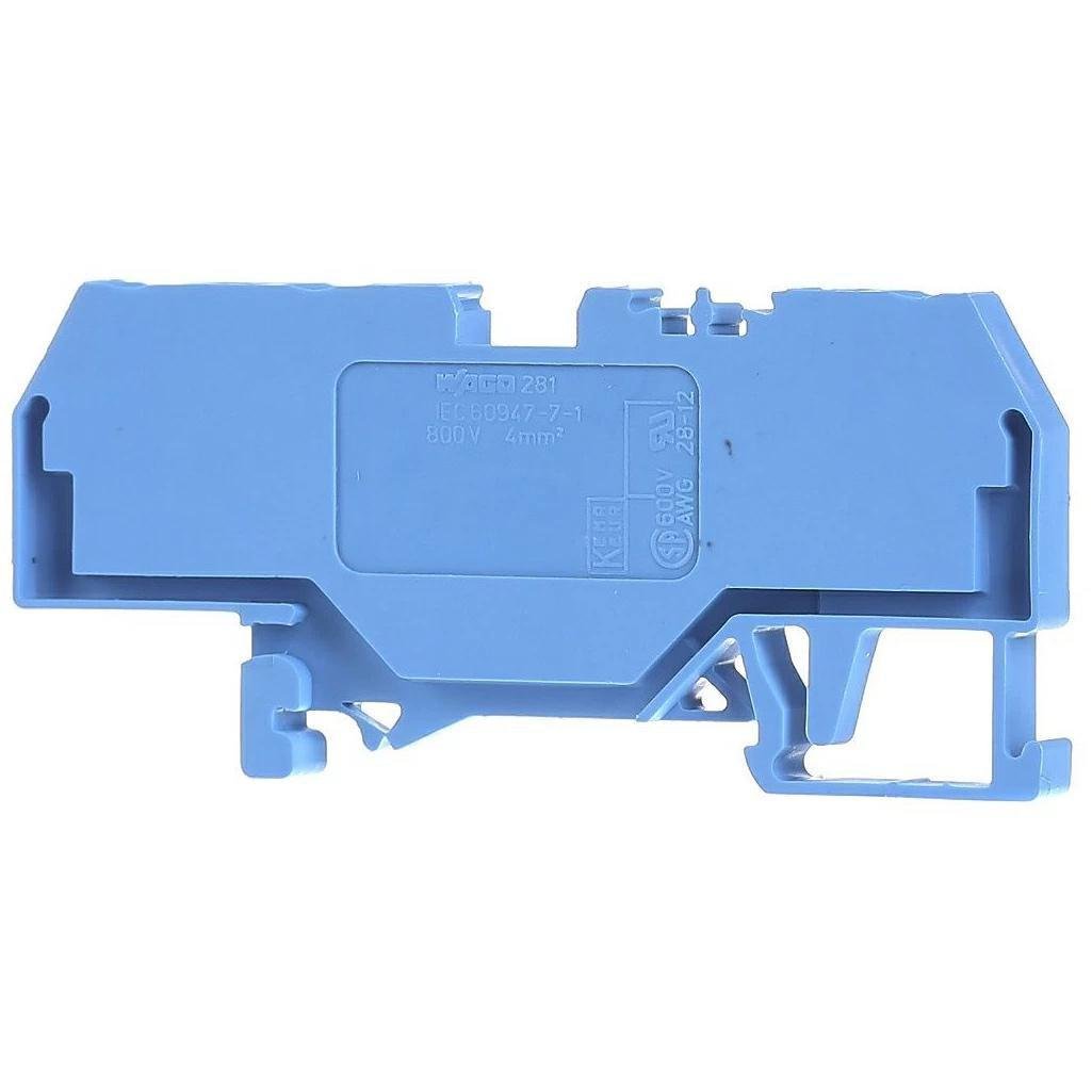 Клема швидкого монтажу WAGO 3-провідний прохідний клемник на DIN-рейку Блакитний (28682936)