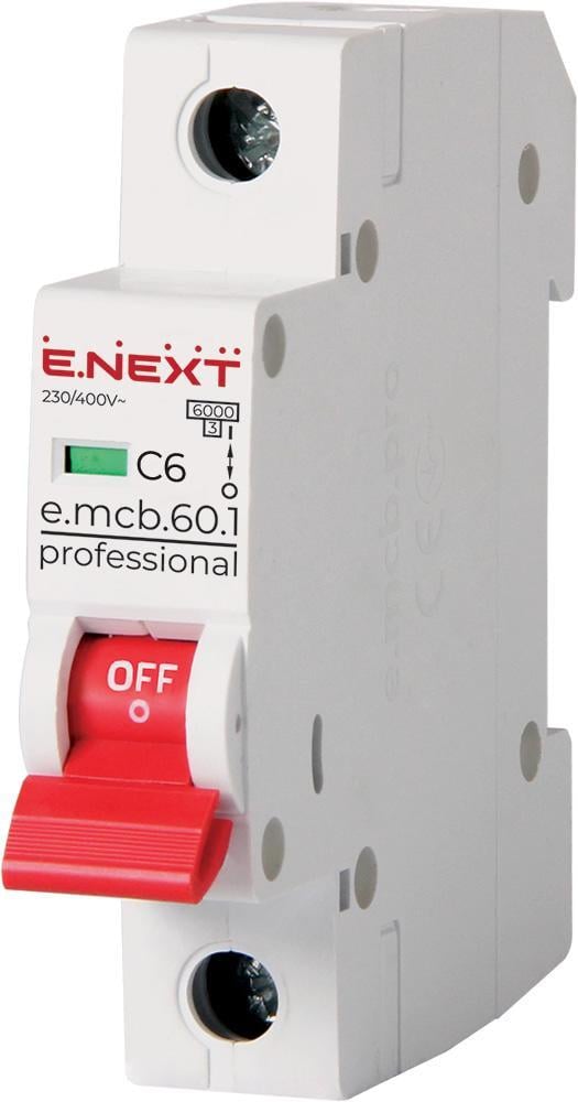 Автоматический выключатель E.NEXT e.mcb.pro.60.1.C6 1р 6А 6 кА C (p042006) - фото 1
