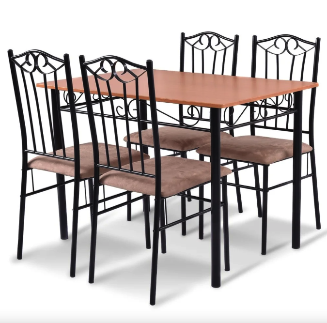 Комплект мебели Costway Sofi стол и 4 мягких стула Бежевый (4765)