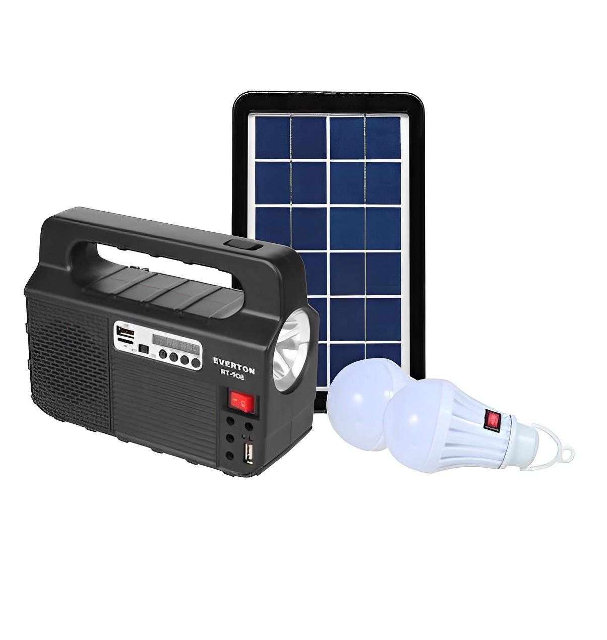 Система автономного освещения Everton RT-908 3в1 переносной фонарь с power bank и солнечной панелью