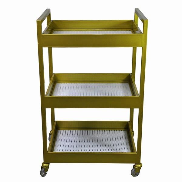 Парикмахерская тележка для салона красоты на 3 полки Золото (OL021/1)