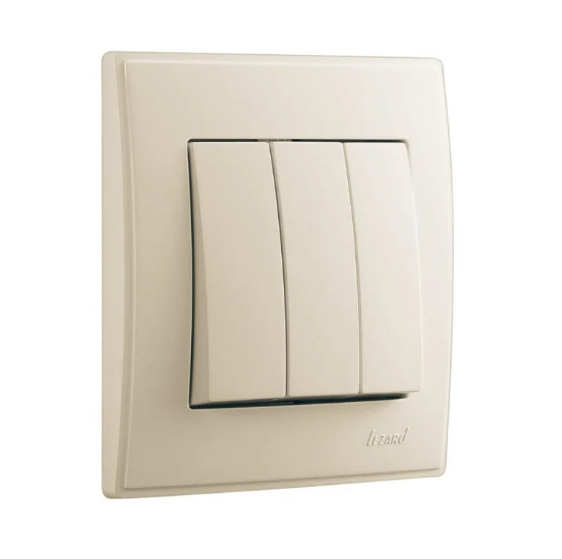 Выключатель трехклавишный Lezard Lesya Кремовый (26397160)