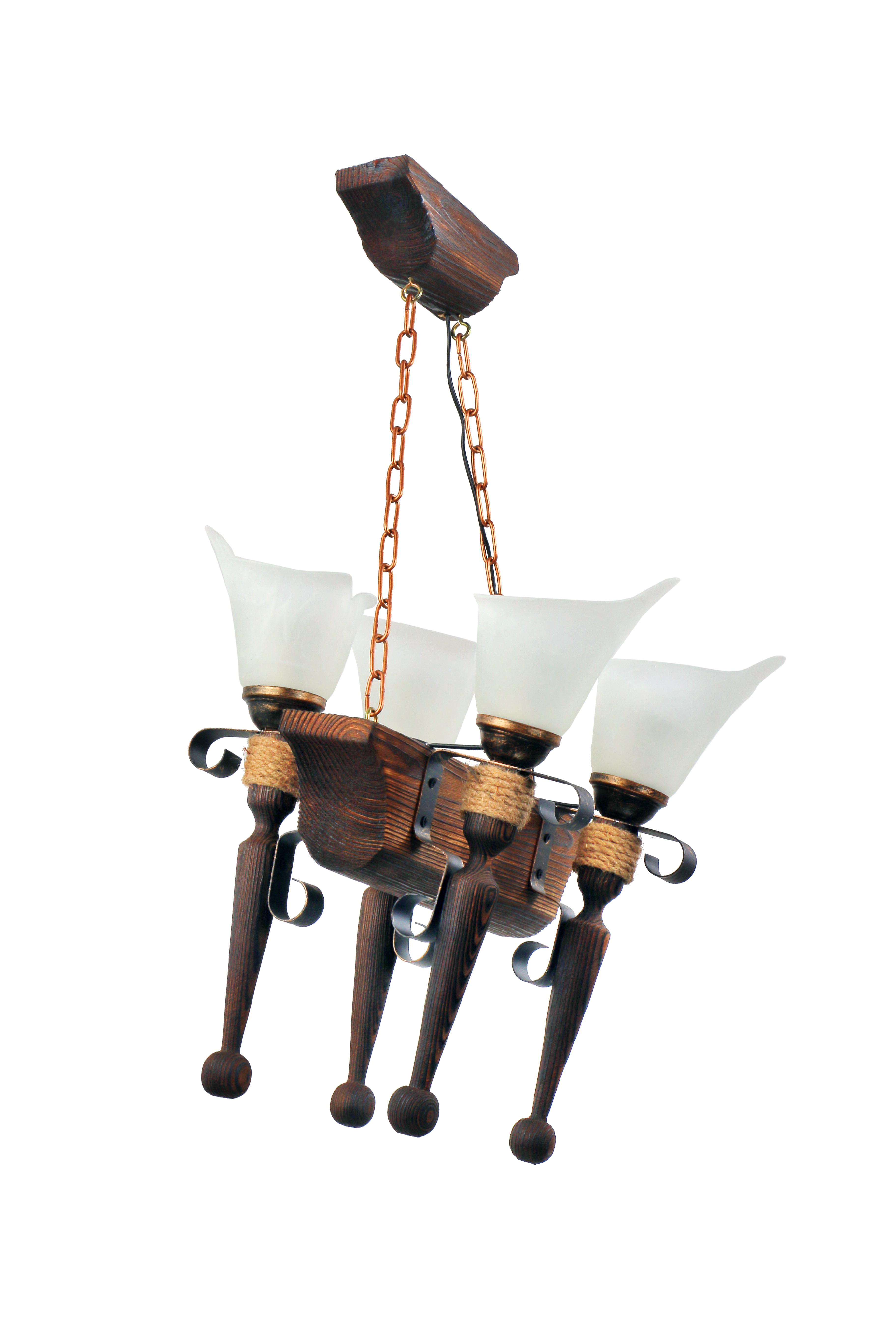 Люстра деревянная Sirius S7142/4 темный обжиг на 4 плафона (000027355)