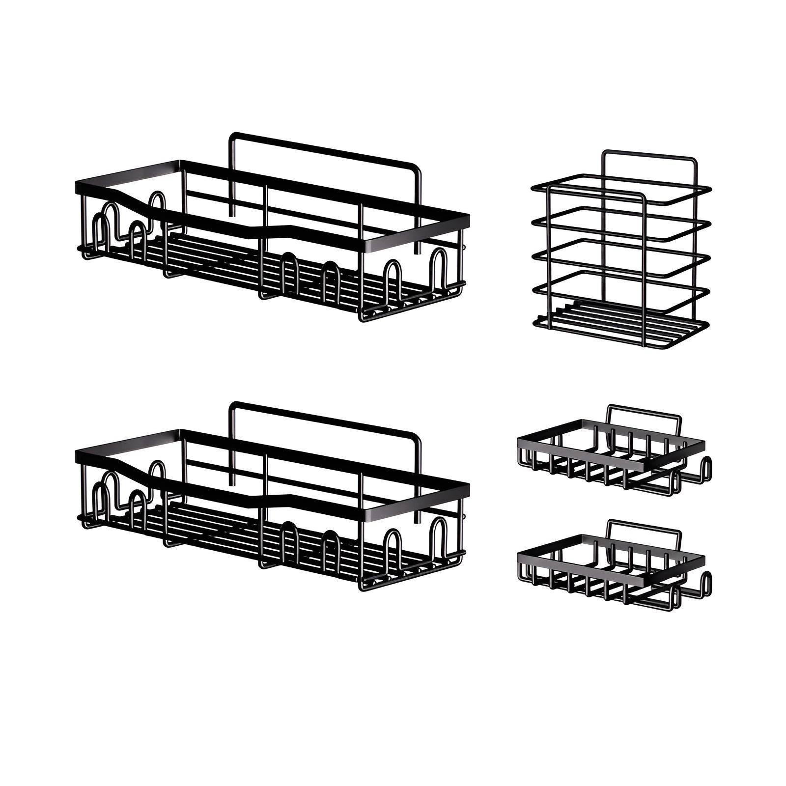 Набір поличних органайзерів для ванної кімнати/кухні без свердління 5 шт. Чорний