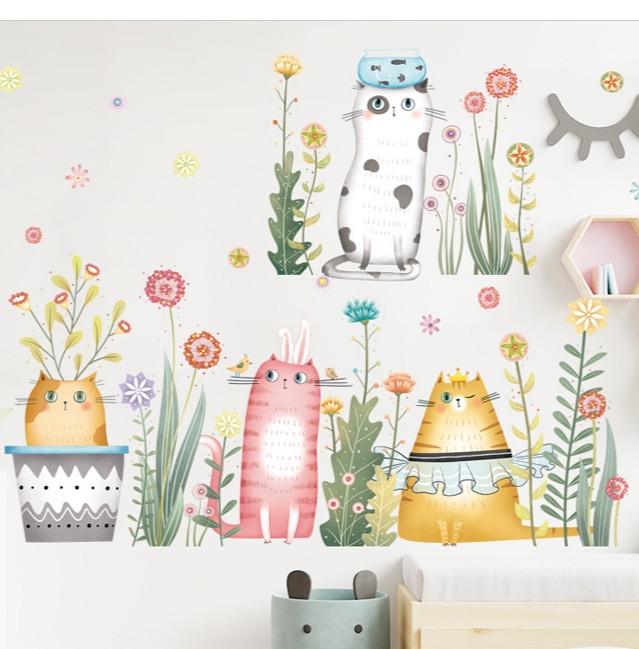 Наклейки виниловые Кошки-вазоны Lovely Cats лист 60х90 см (Б471-8 ZDB-2616)