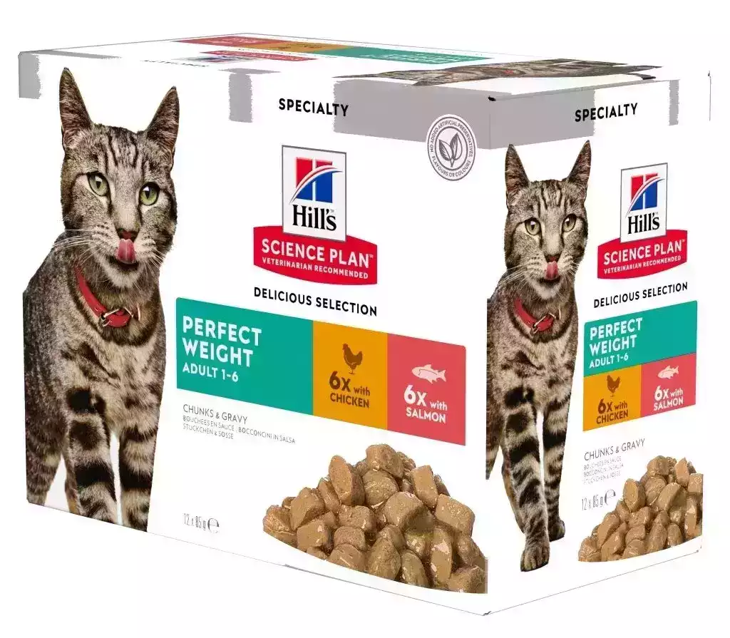 Вологий корм Hill's SP Perfect Weight Cat Salmon&Chicken для кішок з надмірною вагою 85 г 12 шт. (052742000589)