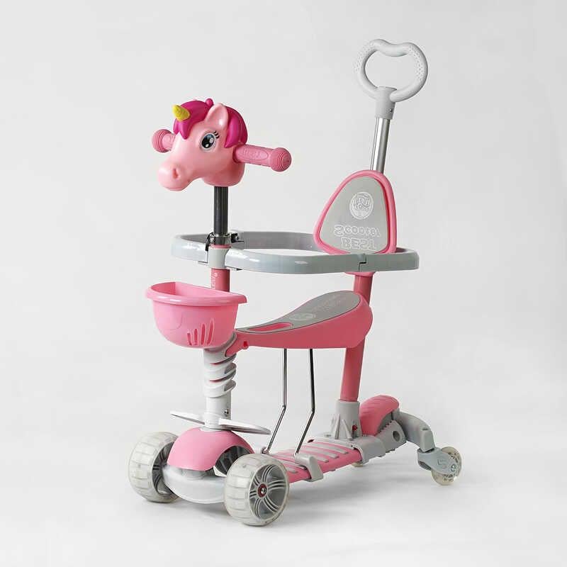 Самокат Best Scooter 5в1 PU колеса/підсвічування коліс/з бортиком Pink (166617)