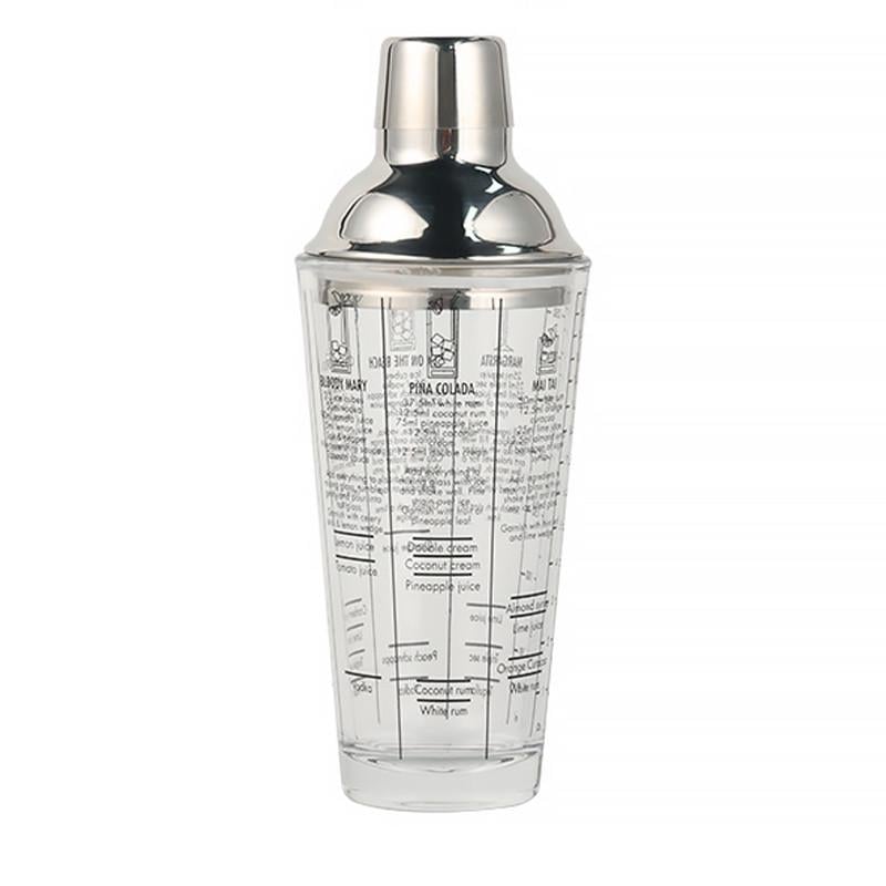 Шейкер для коктейлей Lesko KM-40G стеклянный 400 мл Silver (2662091742)