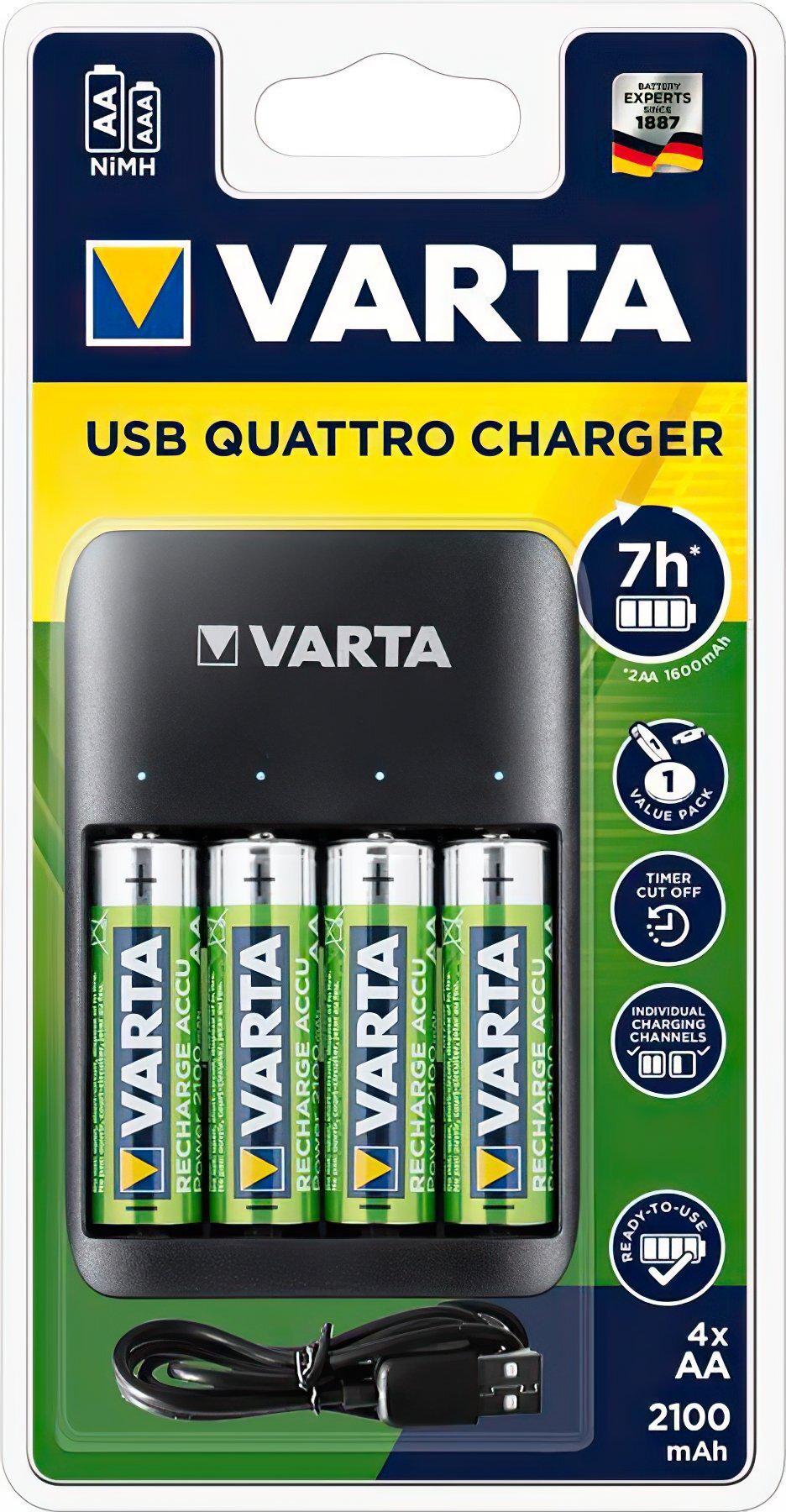 Зарядное устройство Varta Value USB Quattro Charger 4xAA 2100 mAh (57652101451) - фото 1