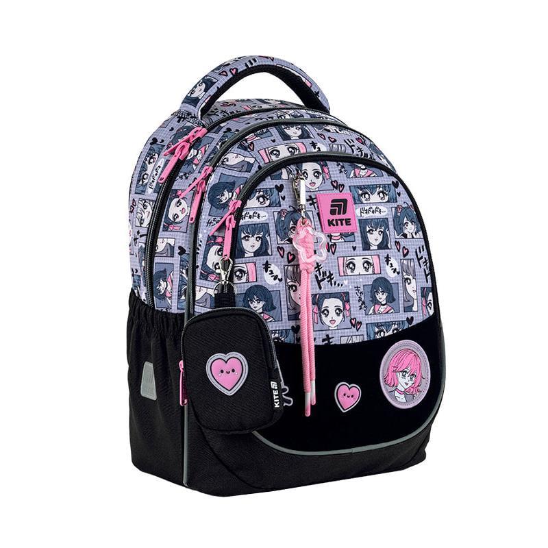 Рюкзак школьный KITE Education Anime Girl 38x28x16 см 18 л Черный (K25-700M-1)