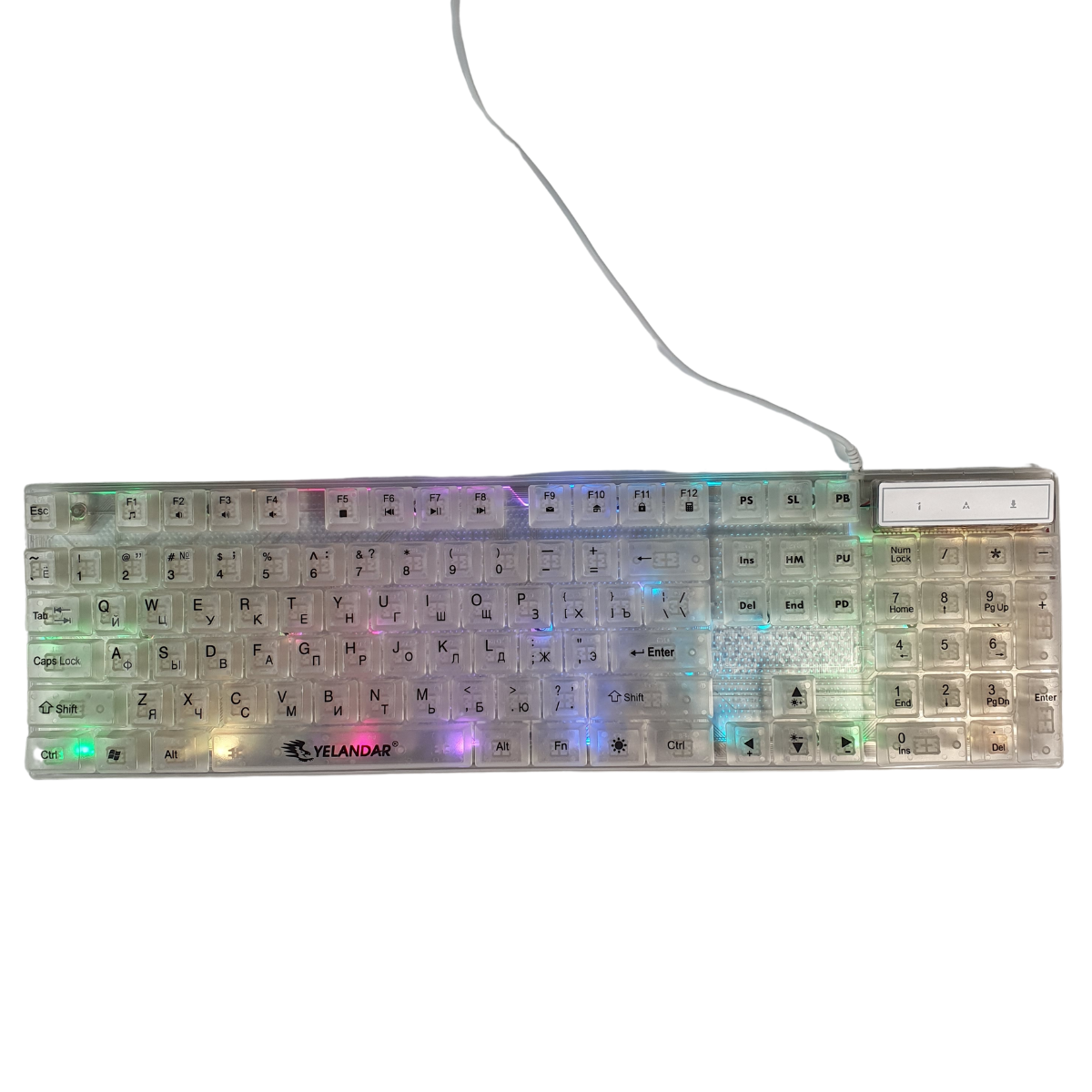 Клавиатура проводная Yelandar USB с LED подсветкой Белый (SAN-T20-White) Клавиатура проводная Yelandar USB с LED подсветкой Белый (SAN-T20-White)