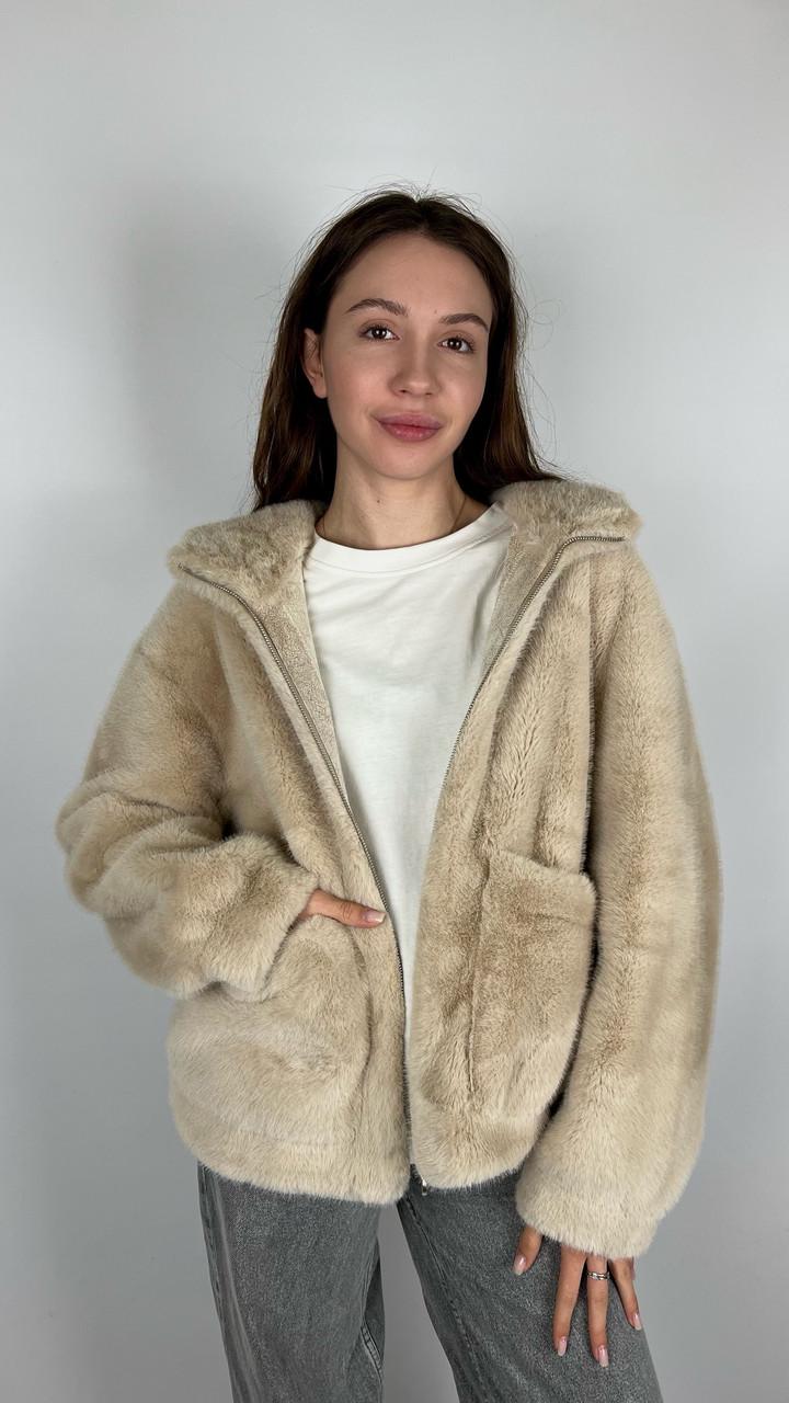 Шуба женская из эко-меха 005-1-01 M Черный - фото 3