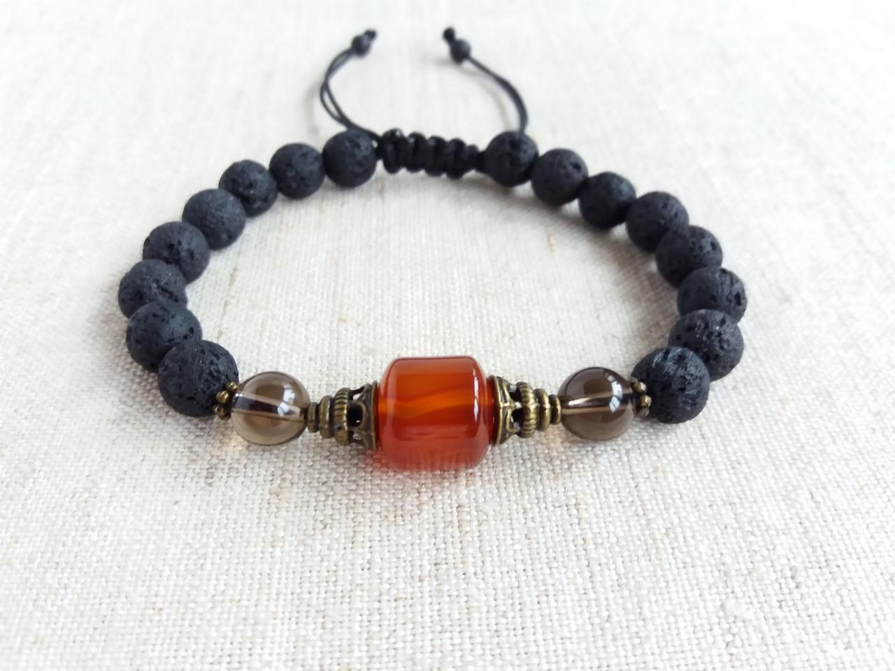 Браслет Сердолик/Лава/Дымчатый кварц (1122826076)