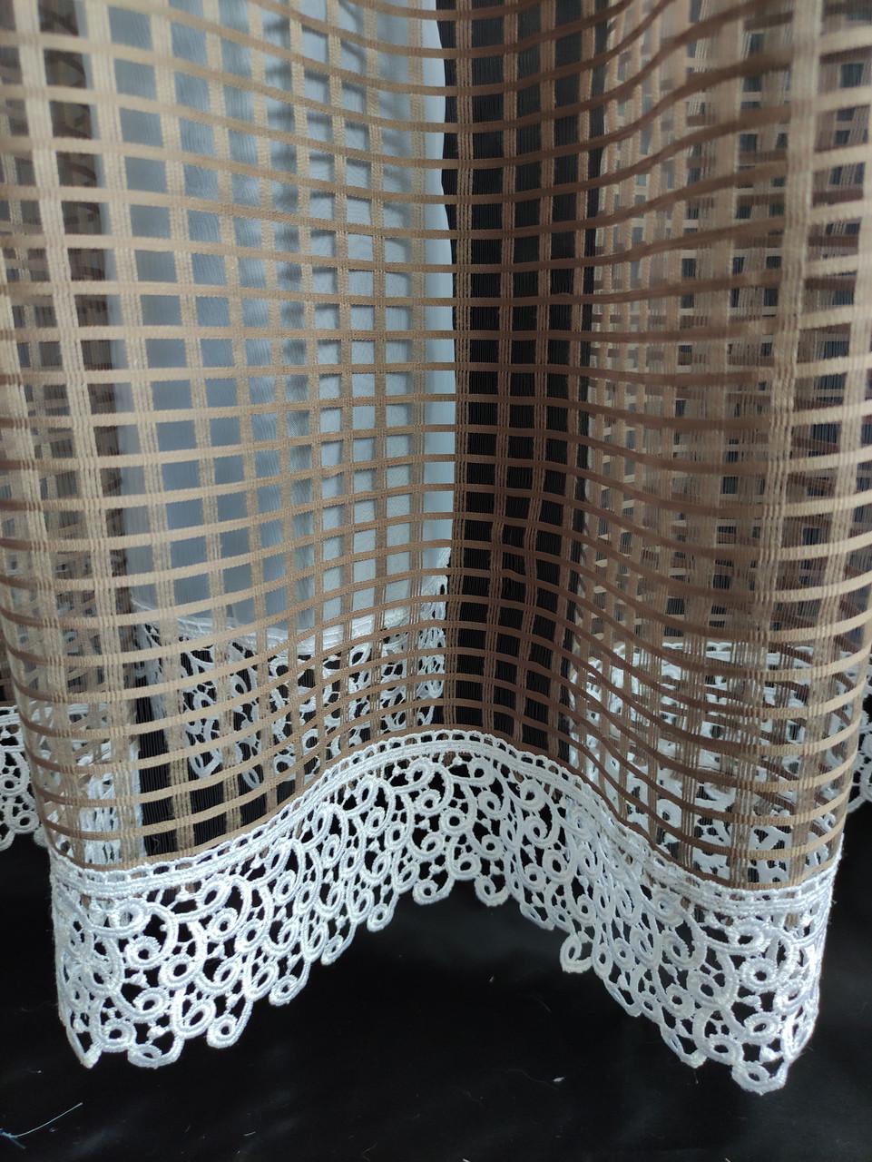 Тюль-сетка с подхватчиком 380x200 см Коричневый с белым (ромб-кор) - фото 2 Тюль-сетка с подхватчиком 380x200 см Коричневый с белым (ромб-кор) - фото 2