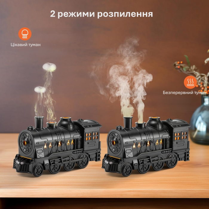 Аромадифузор-зволожувач із нічником TrainDiffuser Паровоз 3в1 Чорний (2736) - фото 5