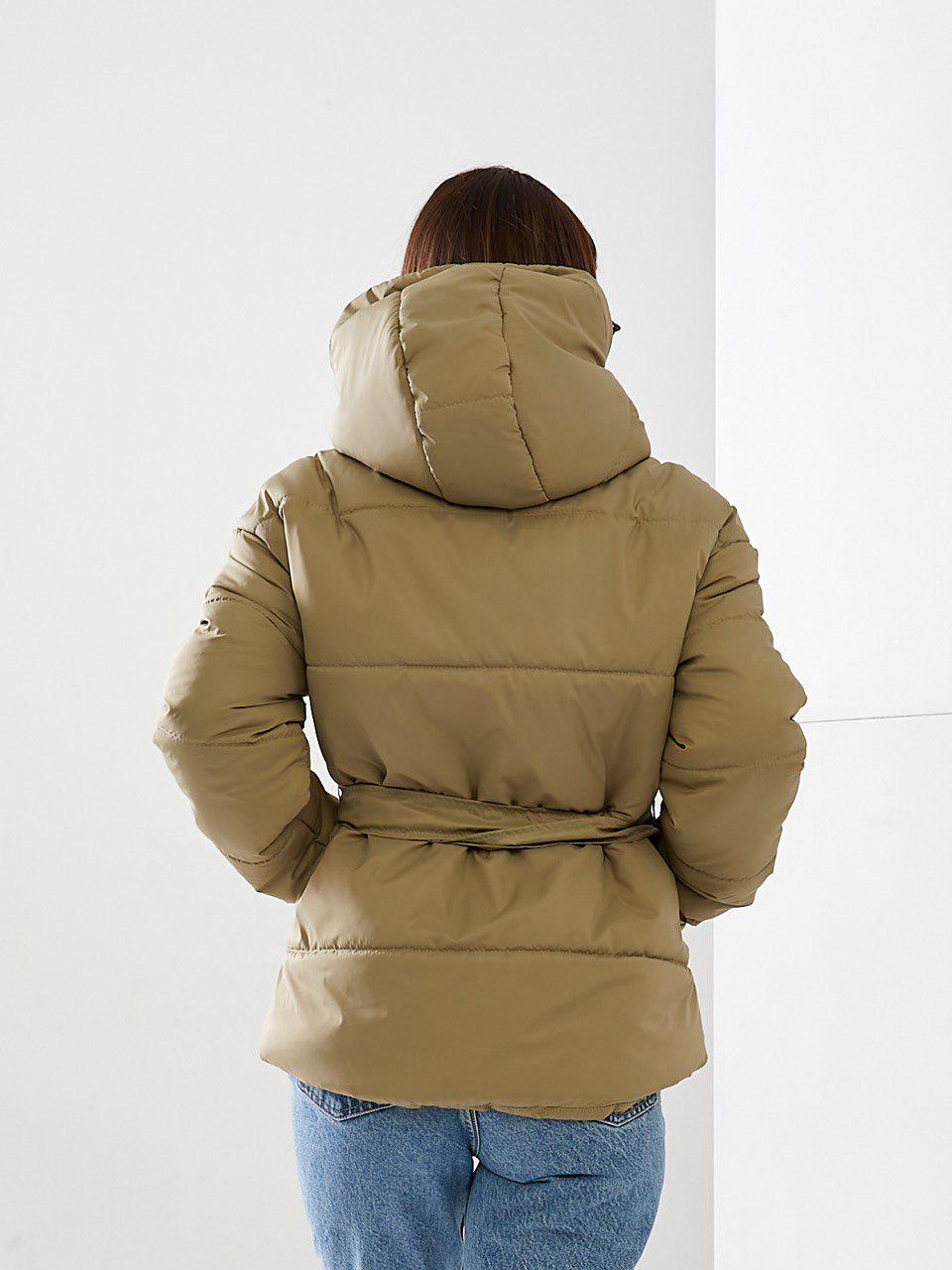 Куртка демісезонна коротка Khan з поясом р. 42 Хакі (Kh332) - фото 6 Куртка демісезонна коротка Khan з поясом р. 42 Хакі (Kh332) - фото 6