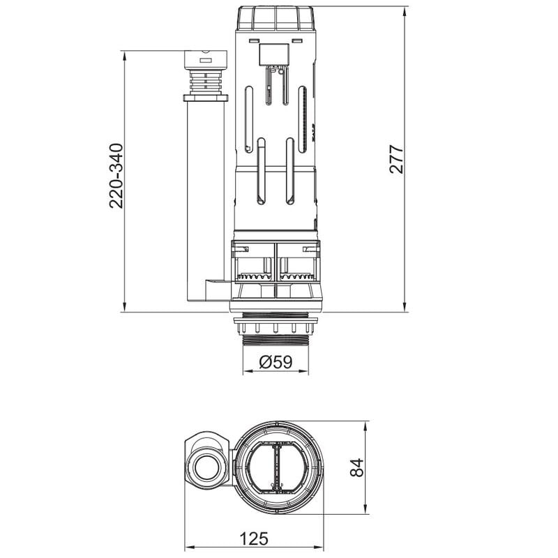 Арматура спускная KOER KT-0202 с двумя режимами слива и хромированной кнопкой полипропилен (OL-KR5338) - фото 2 Арматура спускная KOER KT-0202 с двумя режимами слива и хромированной кнопкой полипропилен (OL-KR5338) - фото 2