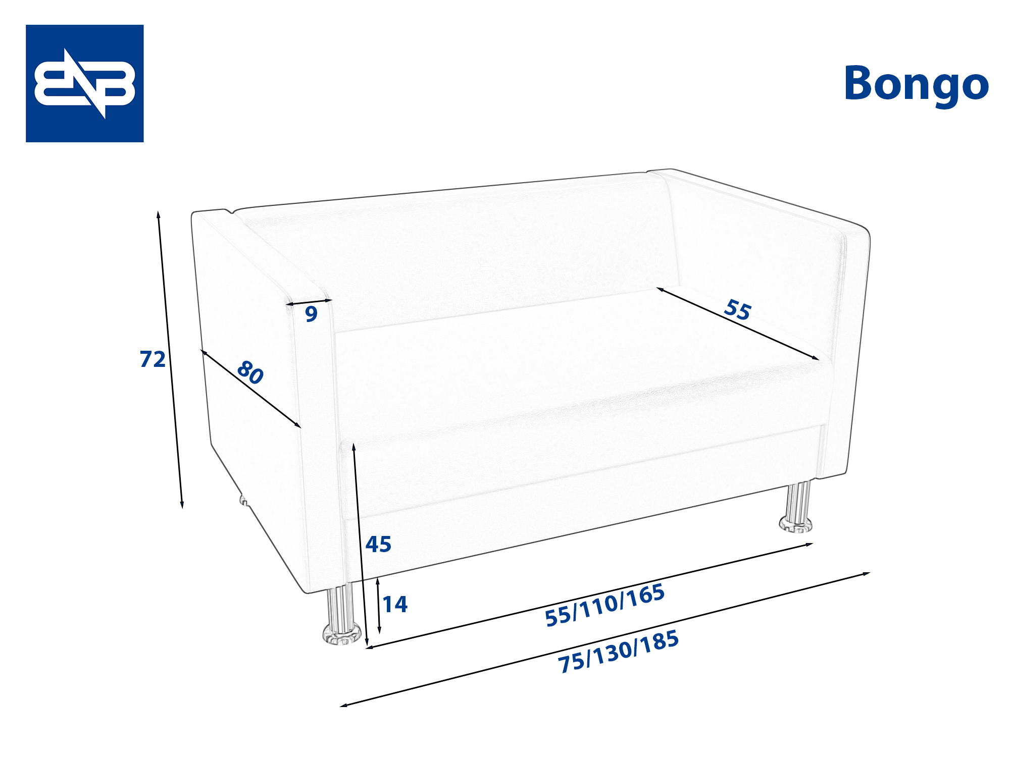 Диван BNB Бонго 130 см Синій (2227) - фото 3