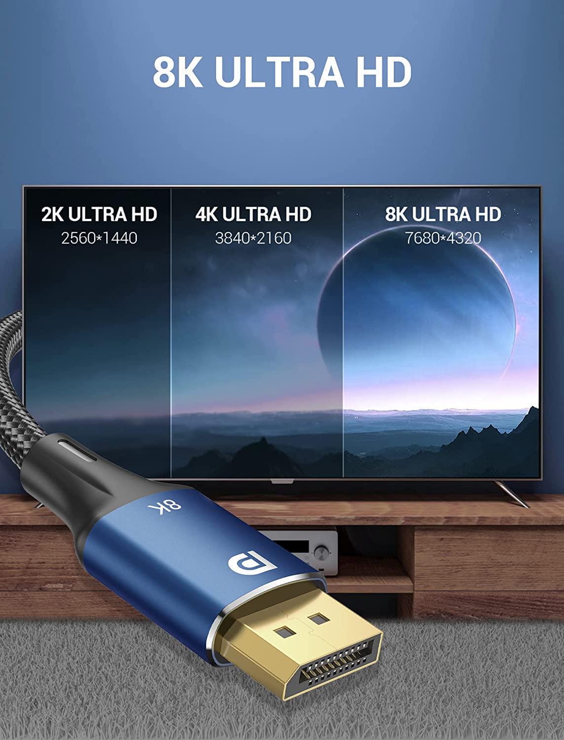 Кабель Vention DisplayPort 1.4 8K 60Hz 4K 144Hz 1080p 240Hz 32.4 Гбит/с DP Dynamic HDR G-Sync Free Sync 5 м Черный (HCELJ) - фото 10