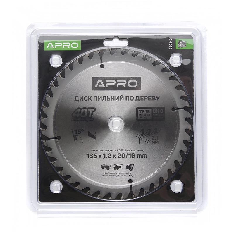 Диск пильный по дереву Apro 185х20/16х40T (830142) - фото 2