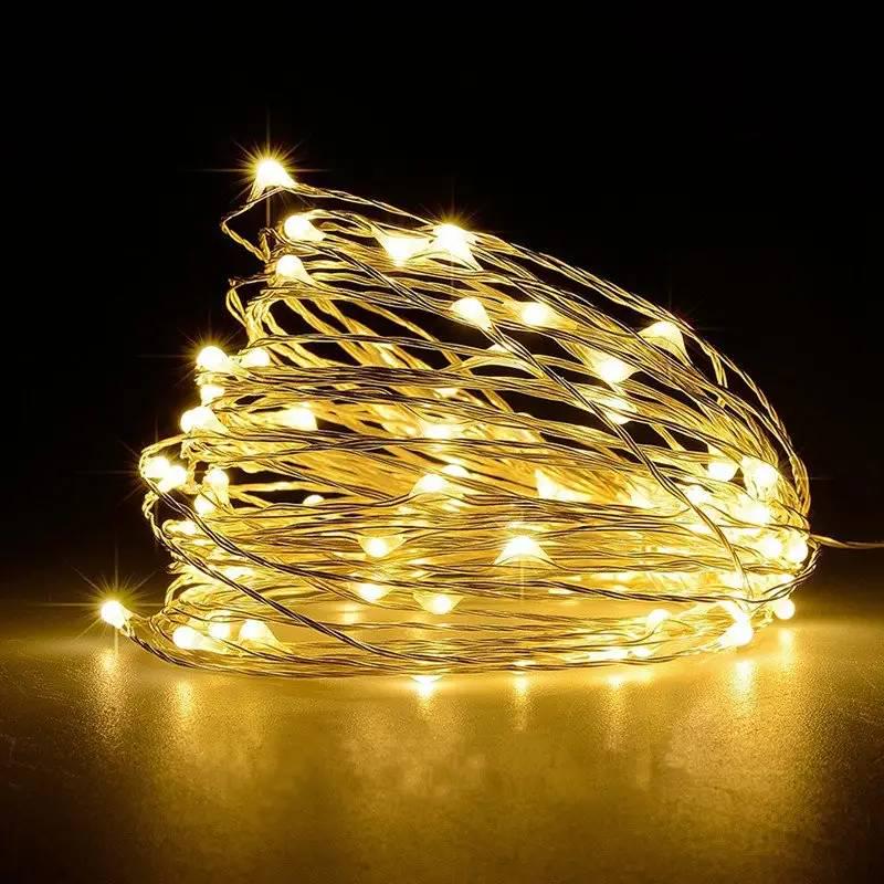 Гирлянда 100 LED на батарейках 10 м Теплый белый (13216619)