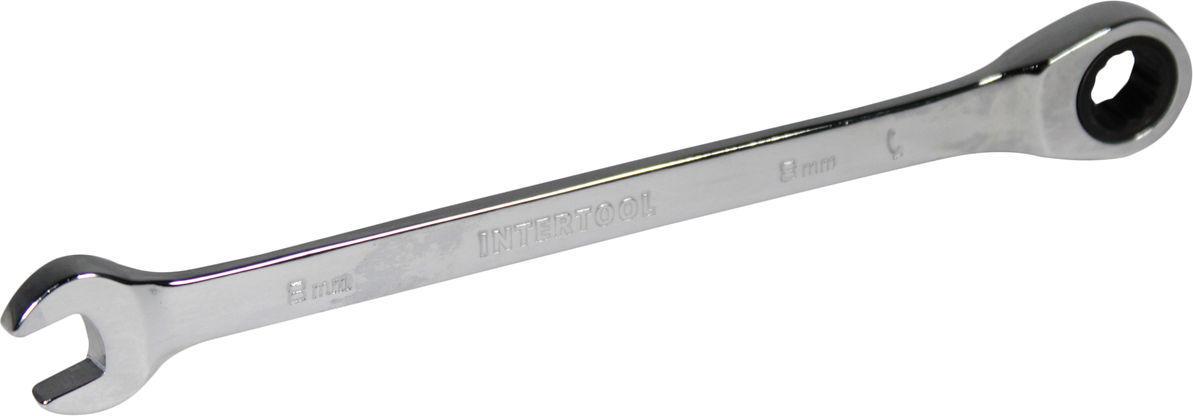 Ключ ріжково-накидний Intertool з тріскачкою 8 мм (XT-1348)