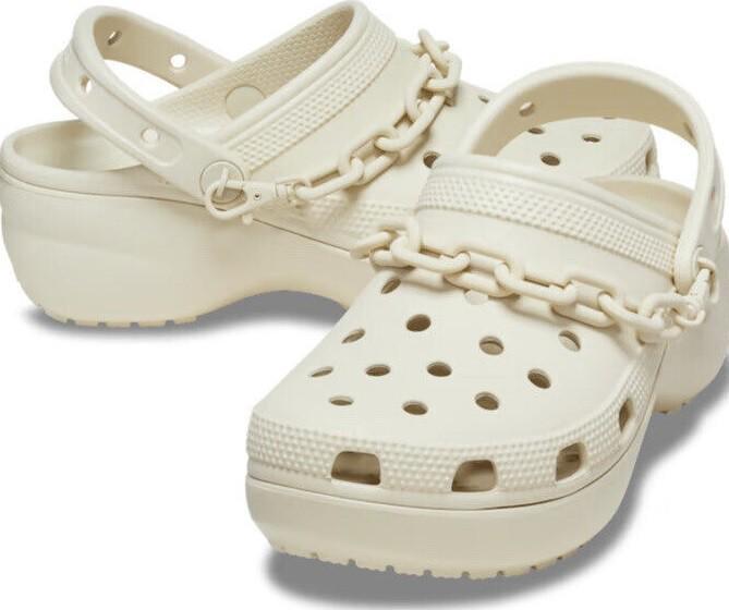 Сабо жіночі Crocs Women's Classic Clog Platform Chain Bone р. 37-38 Бежевий (13812)