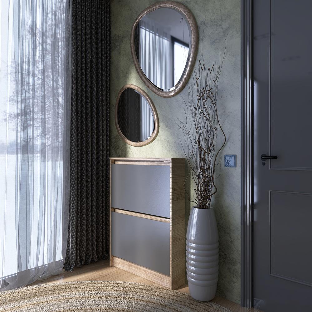 Тумба для обуви в прихожую Эверест Сити-160-2 70,2х16х95,8 см Дуб сонома/Графитовый (EVR-071088) - фото 3 Тумба для обуви в прихожую Эверест Сити-160-2 70,2х16х95,8 см Дуб сонома/Графитовый (EVR-071088) - фото 3