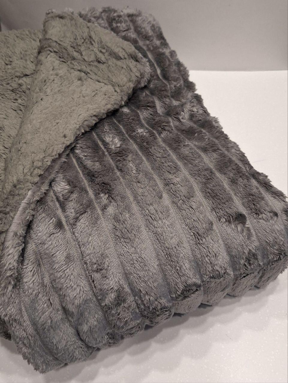 Плед на овчине Шарпей Королевская полоска 200x230 см Темно-серый (1688) - фото 4