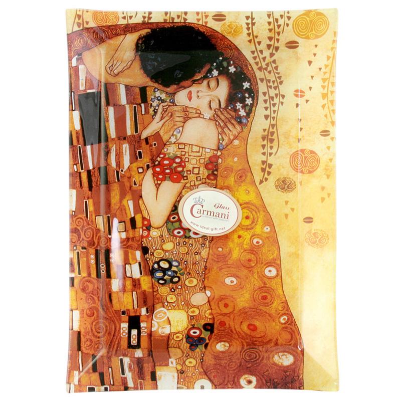 Тарелка стеклянная Г.Климт Поцелуй Carmani 28х20 см (198-1021)