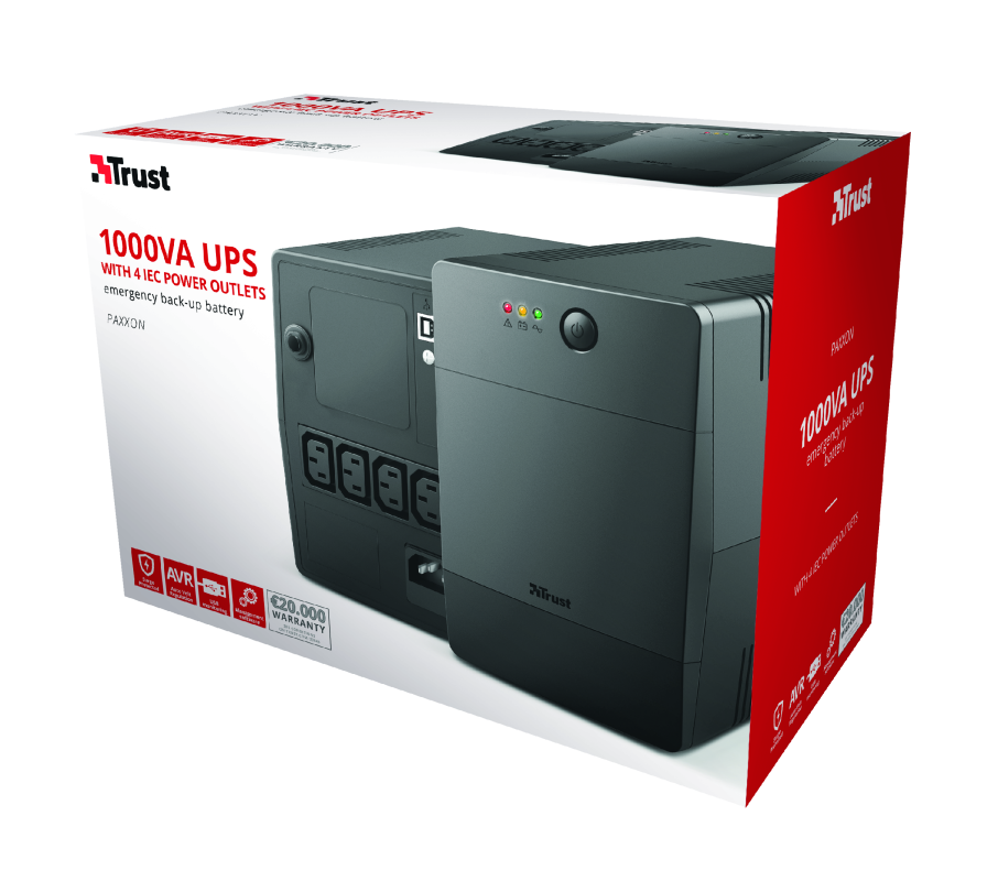 Джерело безперебійного живлення Trust Paxxon 1000Va UPS 4 Outlets (584529) - фото 6