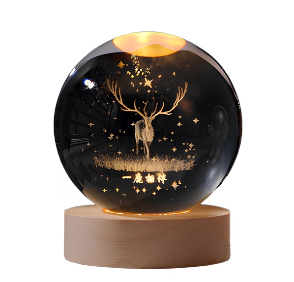 Нічник дитячий 3D Олень у вигляді кришталевої кулі  (5300)