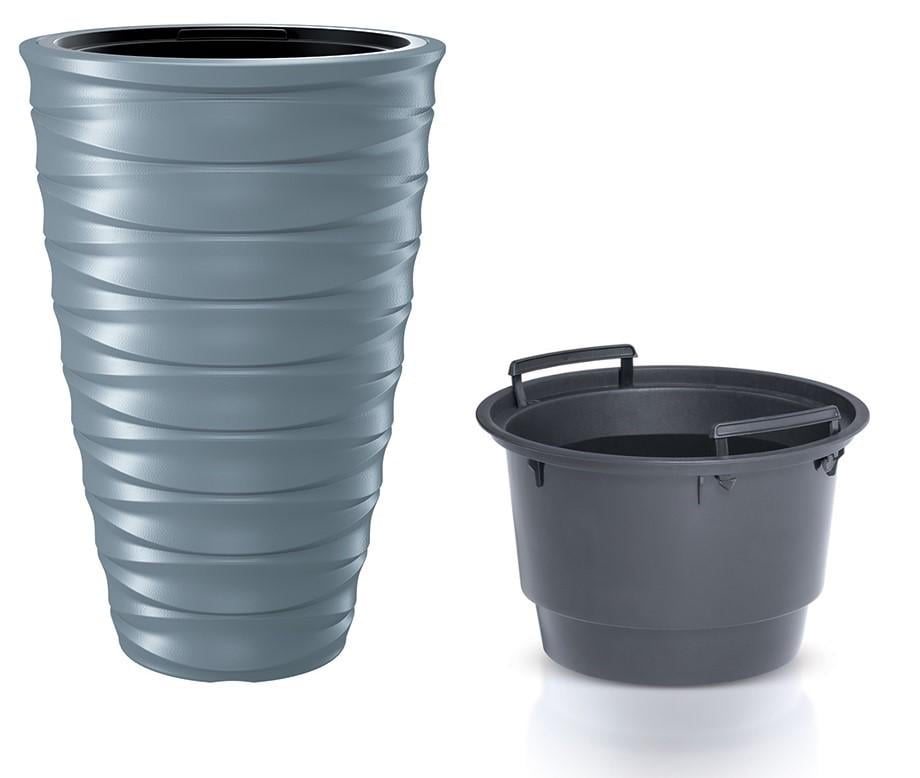 Горщик для квітів Prosperplast FREZE H-57,9 см круглий з вкладником Світло-сірий