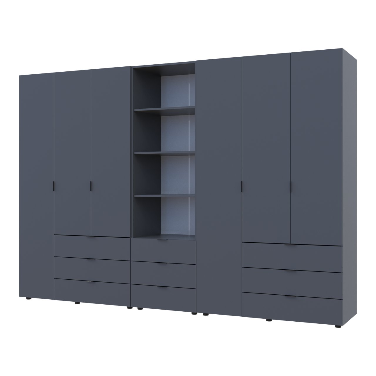 Шкаф для одежды Doros Гелар 3+3 ДСП с пеналом 292,4х49,5х203,4 см Графит (42005172)