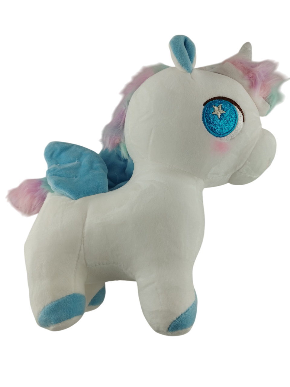 Плюшевая игрушка Единорог 27 см Белый с голубым (000024) Плюшевая игрушка Единорог 27 см Белый с голубым (000024)