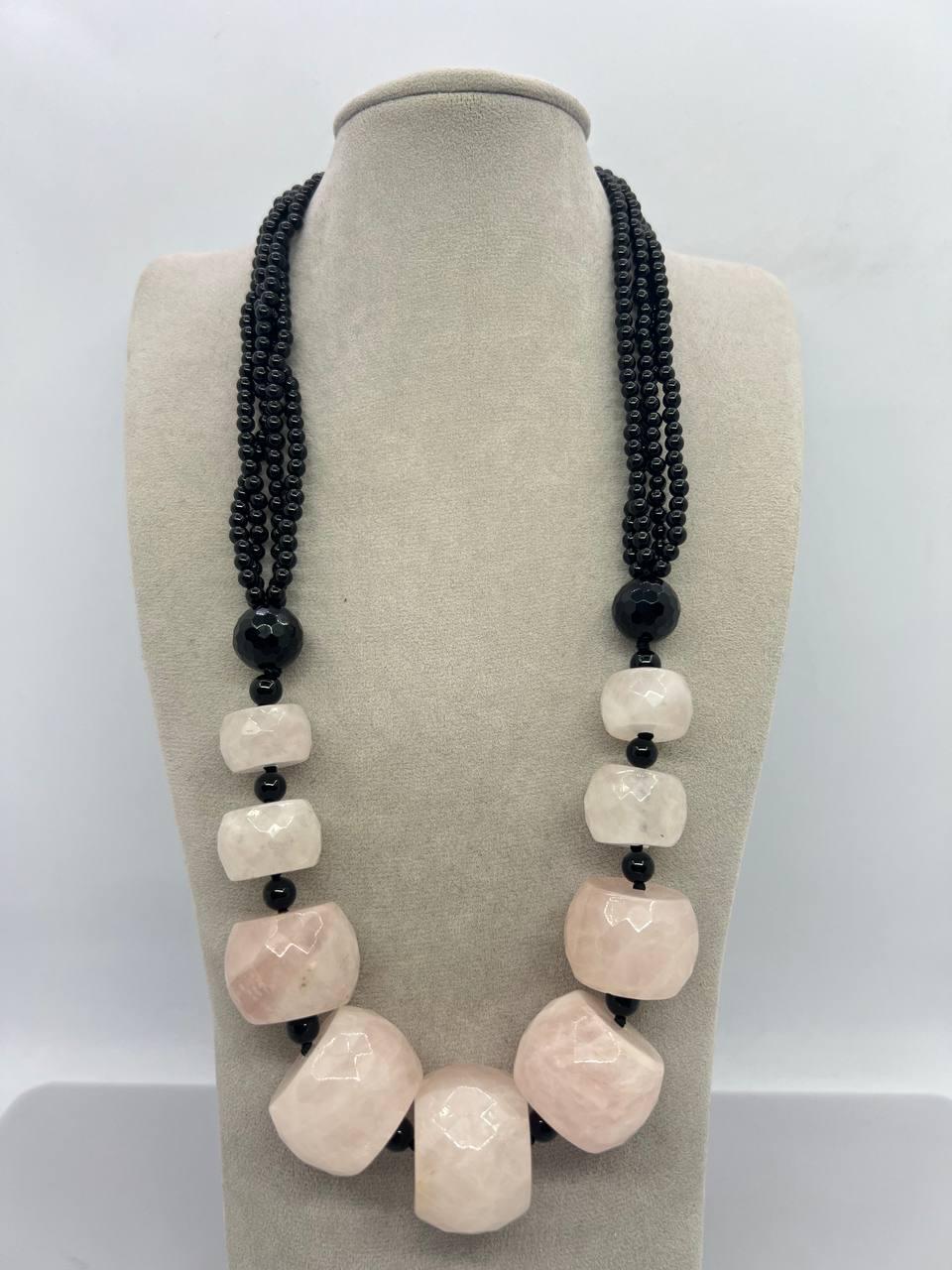 Бусы кварц 52 см Розовый (11608)