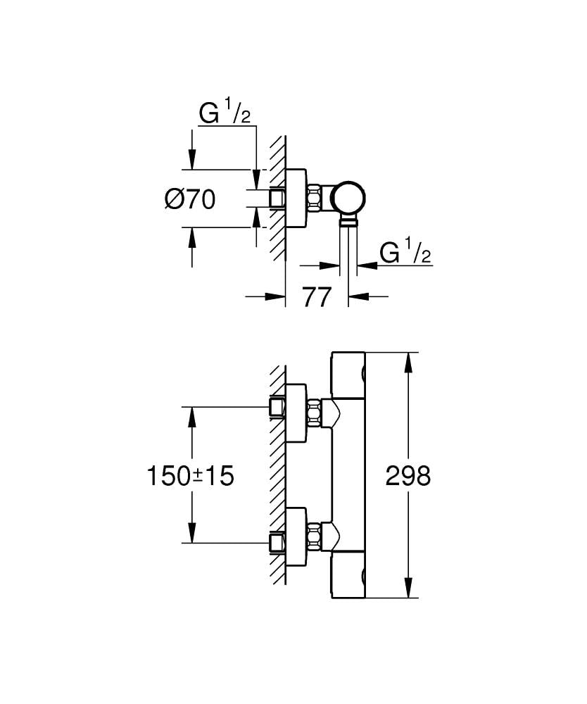 Cмеситель для душа Grohe QuickFix Precision Get 34773000 CV033597 с термостатом Хром (217436) - фото 8