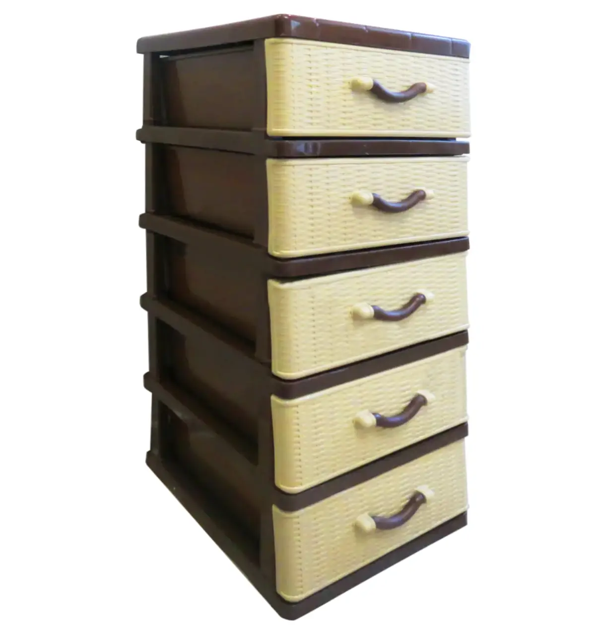 Комод пластиковый 5 ящиков 43х34х76 см Бежево-коричневый (29439055) - фото 1 Комод пластиковый 5 ящиков 43х34х76 см Бежево-коричневый (29439055) - фото 1