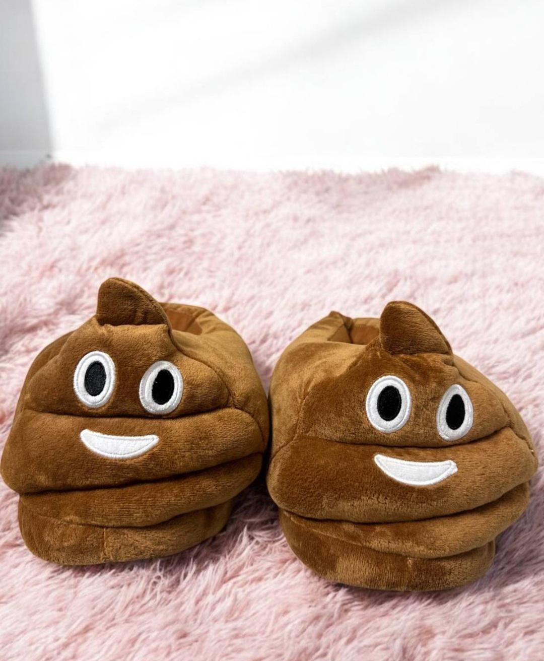 Тапочки домашние плюшевые эмоджи р. 32-39 Коричневый