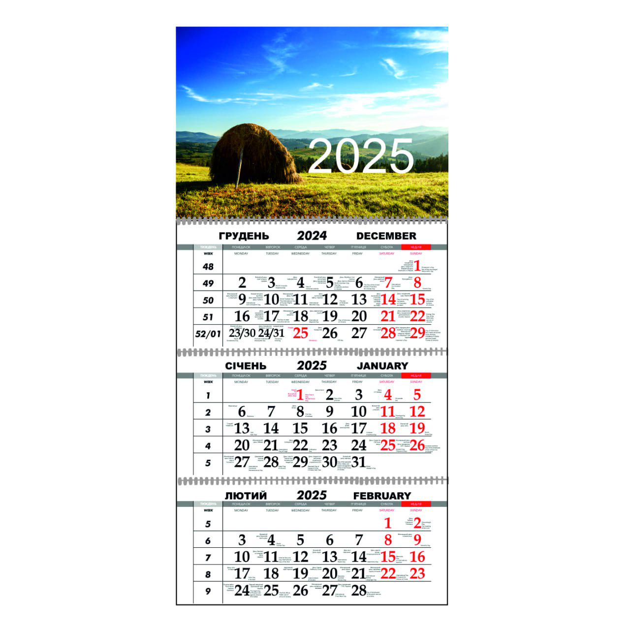 Календарь настенный Украина цветущая на 2025 год квартальный (21049422)