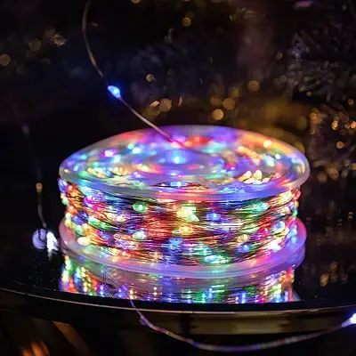 Гірлянда Роса різнокольорова/зелена нитка пульт 8 режимів 200 м (30461944) - фото 1 Гірлянда Роса різнокольорова/зелена нитка пульт 8 режимів 200 м (30461944) - фото 1