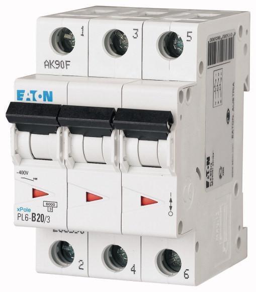 Автоматический выключатель Eaton PL6-D20/3 характеристика-D 3P 20А (286614)