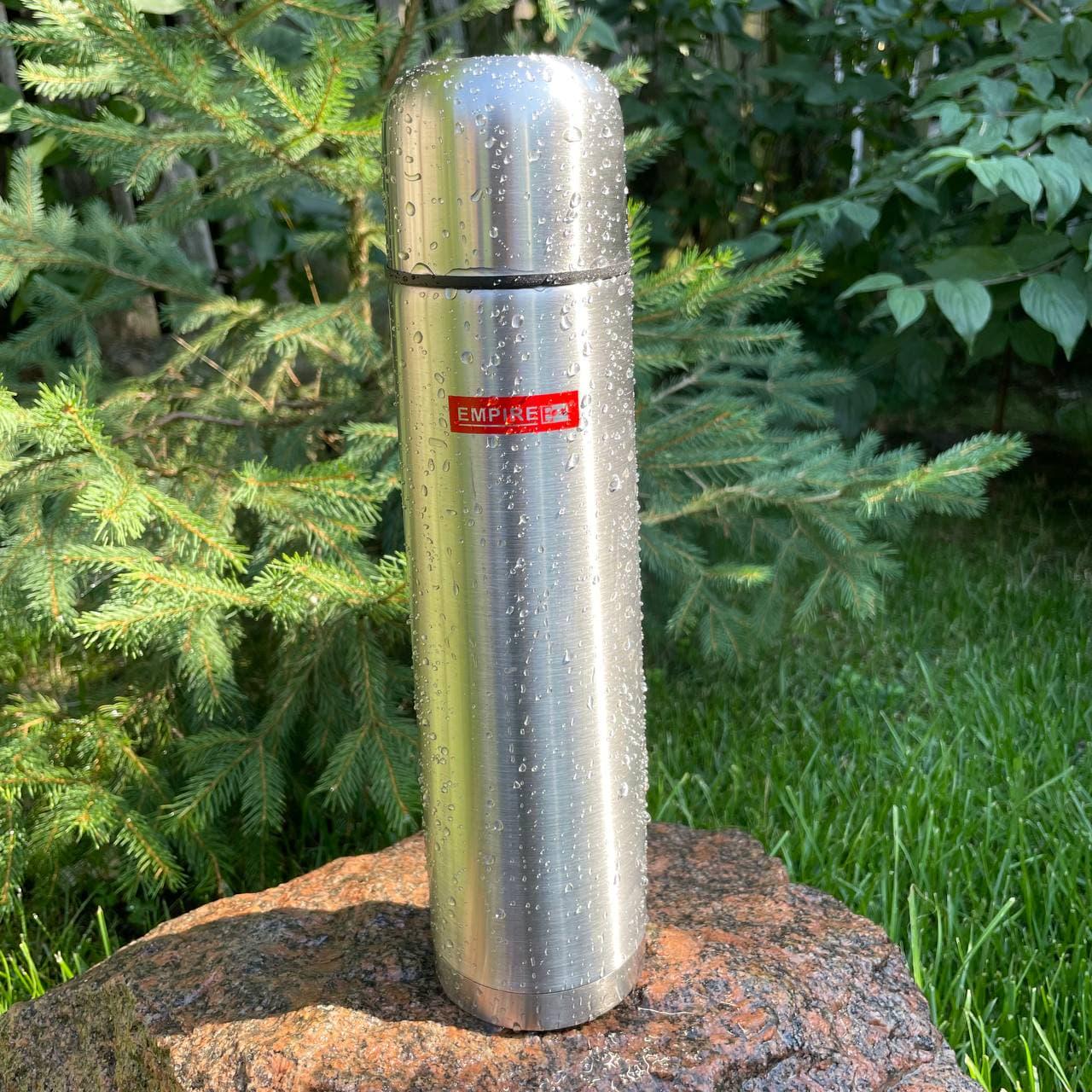 Термос туристический нержавеющая сталь круглый в чехле 1000 мл - фото 4